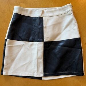 Altar'd State Faux Leather Black and Cream Checker Mini Skirt